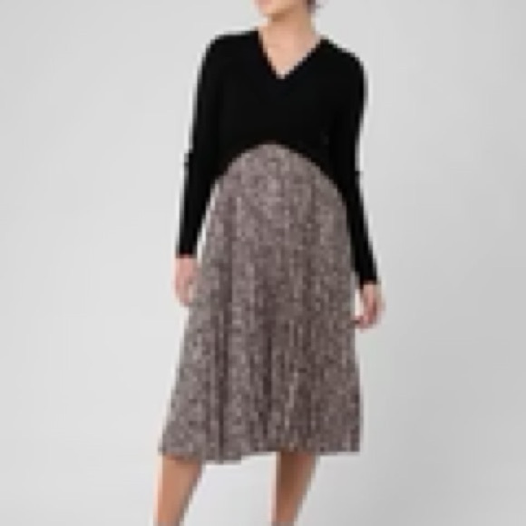 Black and Dusty Pink Midi Maternity Skirt - Picture 1 of 5